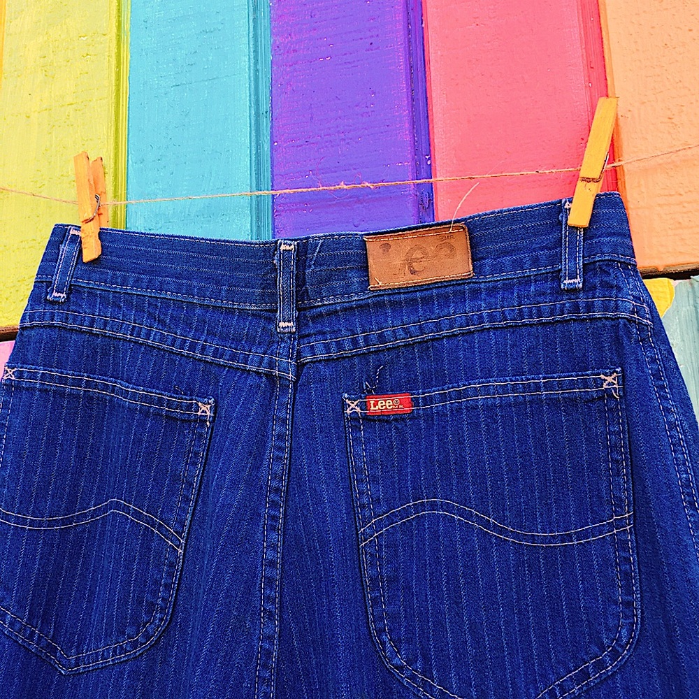 VINTAGE TAPERED LEE RIDERS PINSTRIPE MOM JEAN
